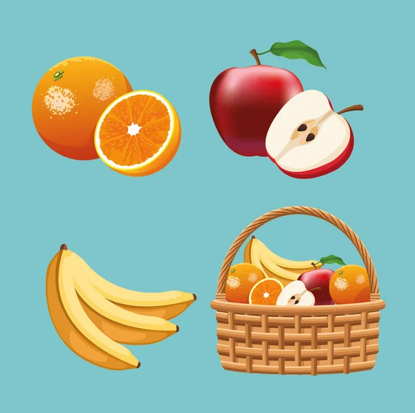 Φρούτα στο καλάθι — Διανυσματικό Αρχείο