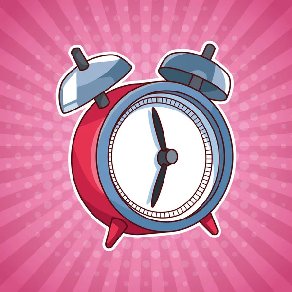 Reloj alarma campanas pop art dibujos animados — Vector de stock
