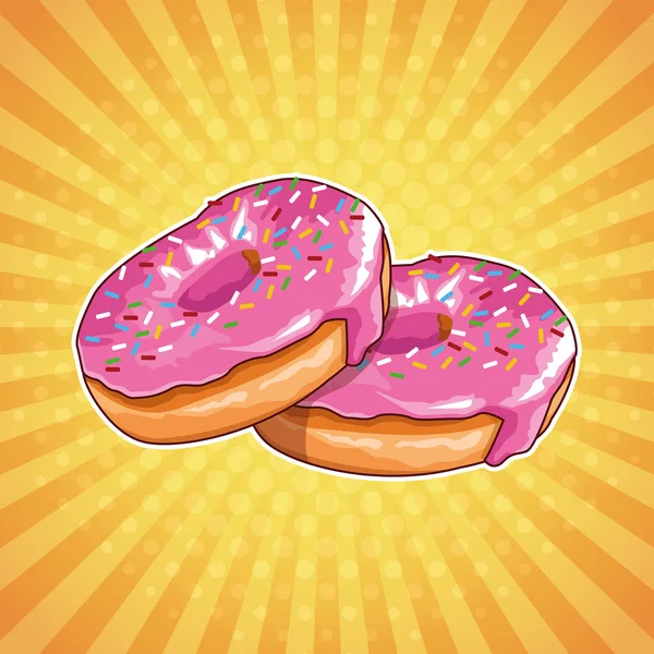 Donuts pop arte de dibujos animados — Vector de stock