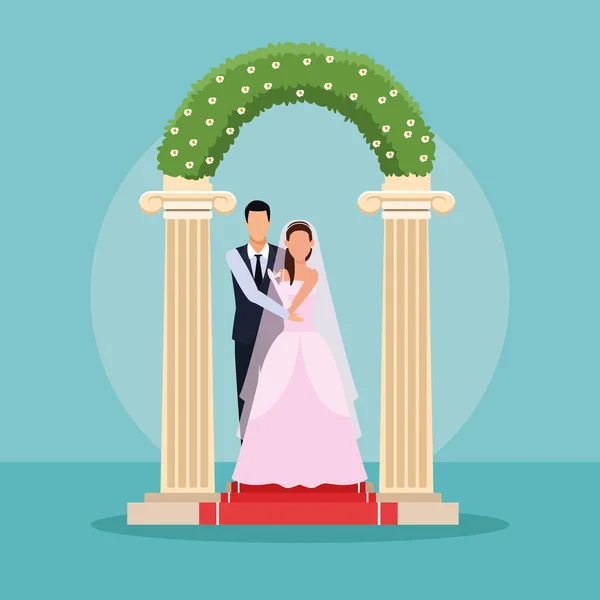 Pareja de boda dibujos animados — Vector de stock