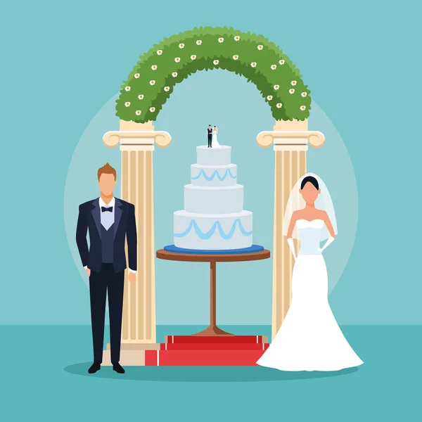 Bröllop par tecknad — Stock vektor