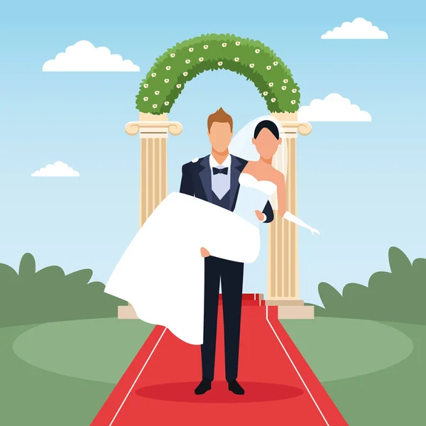 Wedding couple cartoon — Stock Vector