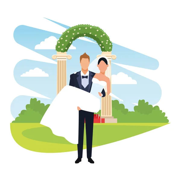 Wedding couple cartoon — Stock Vector