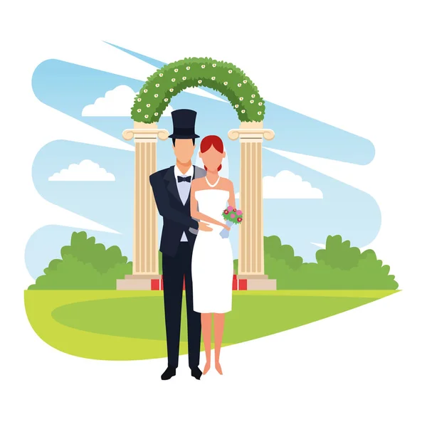 Mariage couple dessin animé — Image vectorielle