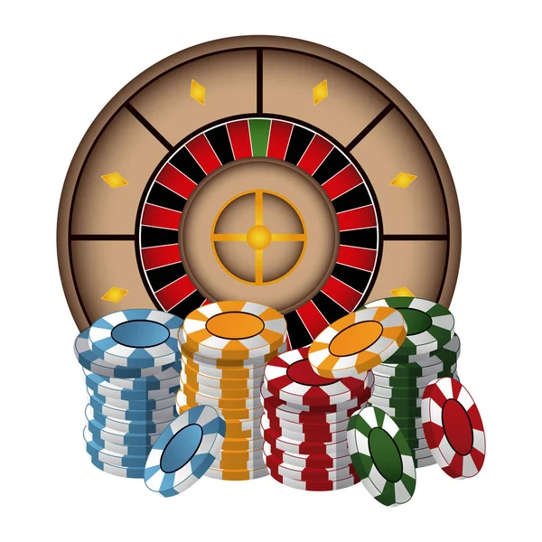 Pokerchips Und Roulette Vektor Illustration Grafikdesign — Stockvektor