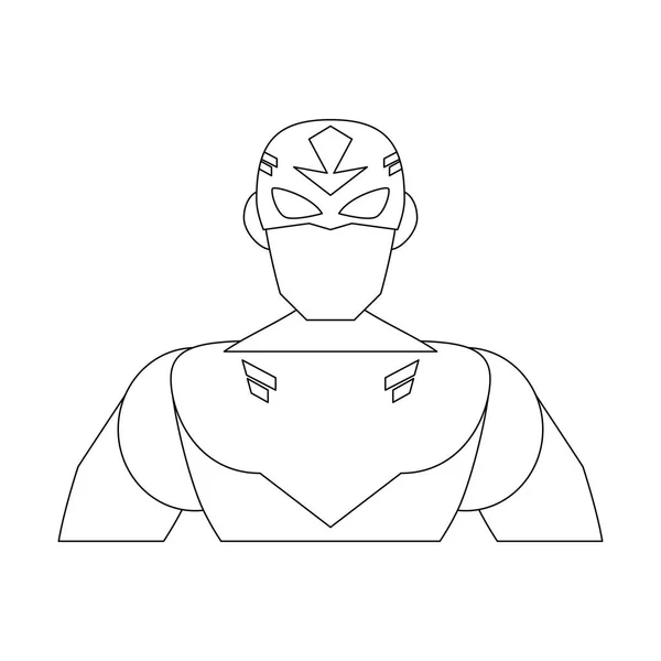 Caricatura de personaje de superhéroe en blanco y negro — Vector de stock
