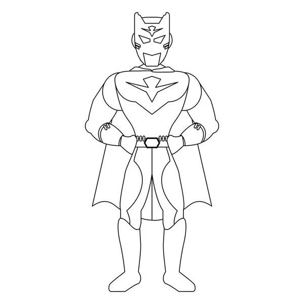 Desenhos animados de super-herói em preto e branco —  Vetores de Stock