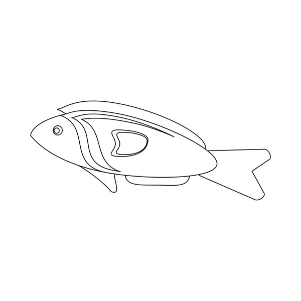Fisch-Meeresfrüchte-Karikatur in schwarz-weiß — Stockvektor