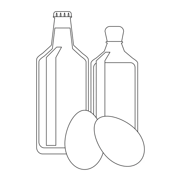 Aliments sains et frais en noir et blanc — Image vectorielle
