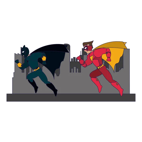 Supereroi coppia personaggi — Vettoriale Stock