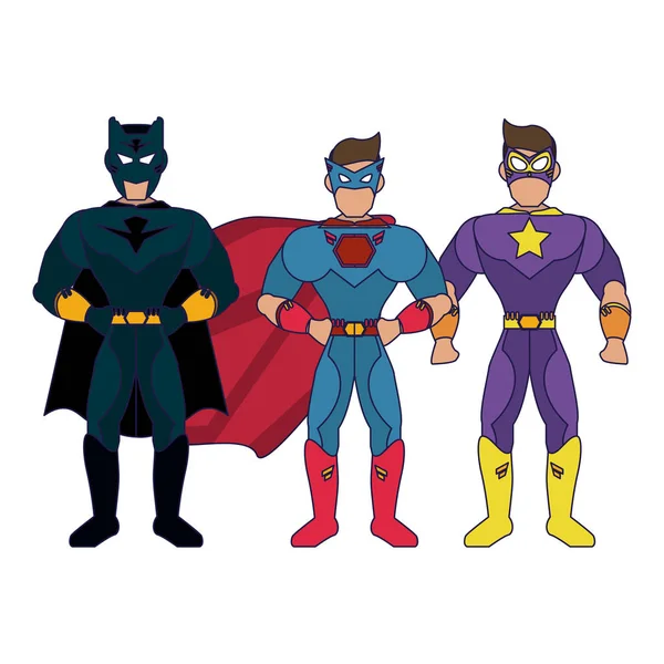 Superhéroes personajes de dibujos animados — Archivo Imágenes Vectoriales