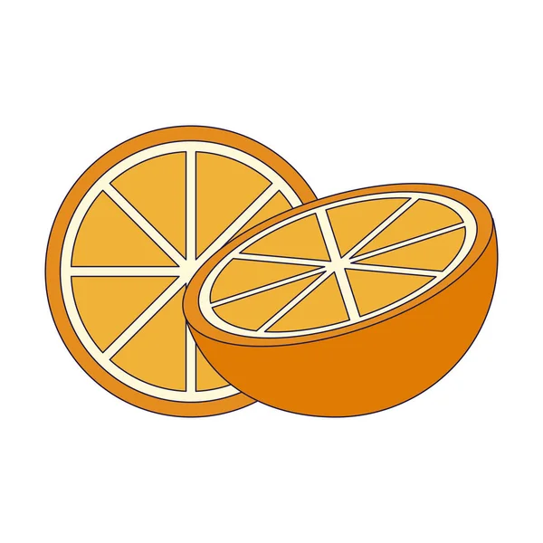 Orange Frukt Halv Cut Vektor Illustration Grafisk Design — Stock vektor