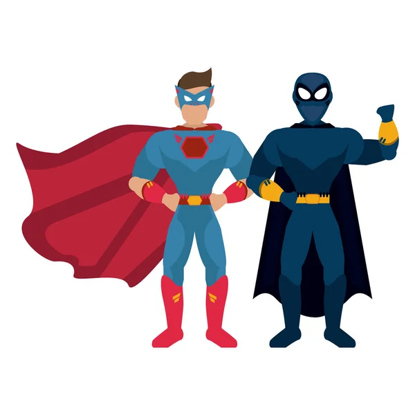 Personajes de superhéroe pareja — Vector de stock