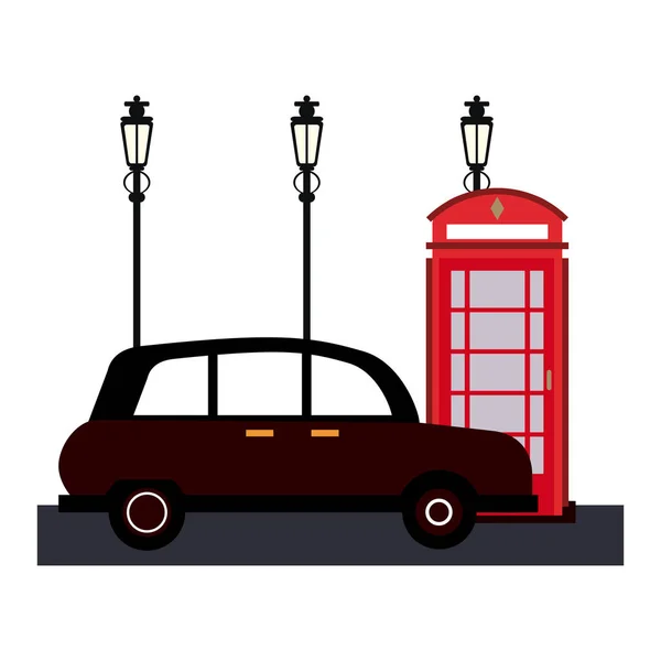 Taxi londonien et cabine téléphonique — Image vectorielle