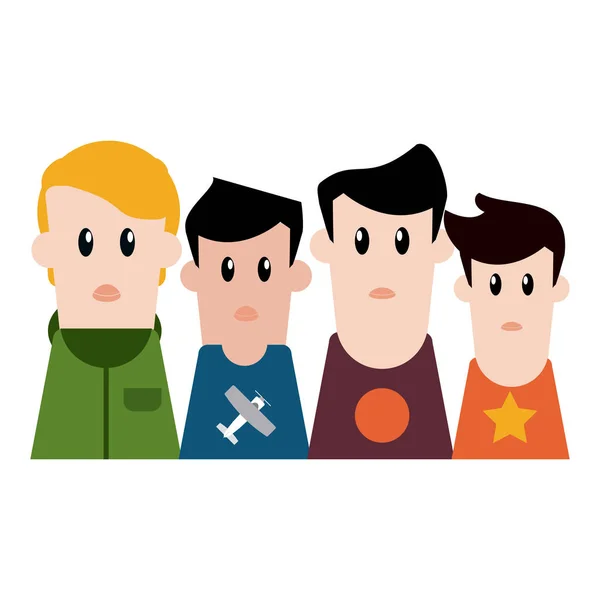 Garçons amis profil dessin animé — Image vectorielle