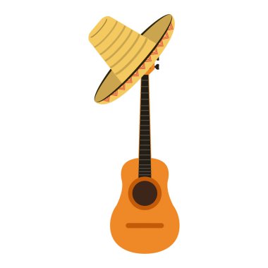 Akustik gitar ve Meksika şapka