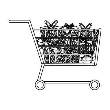 Alışveriş sepeti sembol siyah beyaz