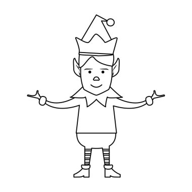 Noel karikatür izole kavramı siyah beyaz