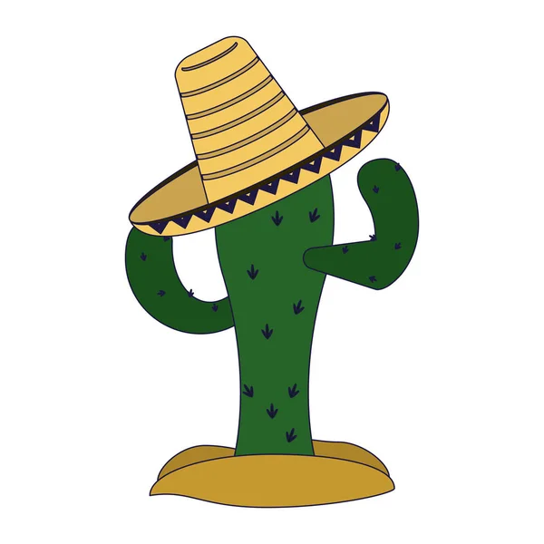 Cactus avec chapeau mexicain — Image vectorielle