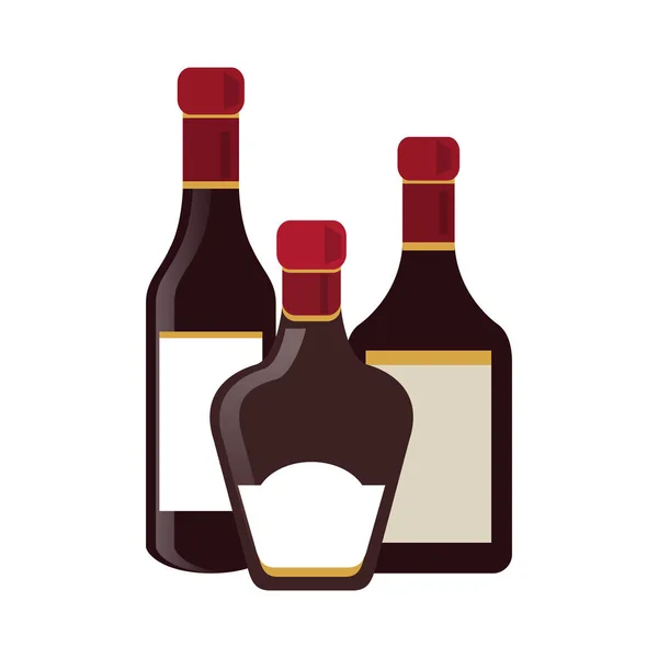Ensemble de bouteilles de boissons alcoolisées — Image vectorielle