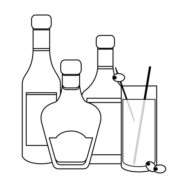黑白相间的鸡尾酒和饮料 — 图库矢量图片