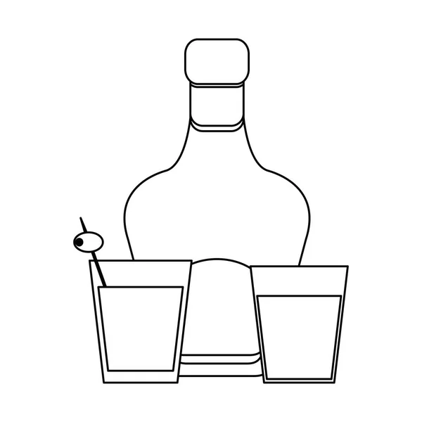Κοκτέιλ και ποτά σε μαύρο και άσπρο — Διανυσματικό Αρχείο