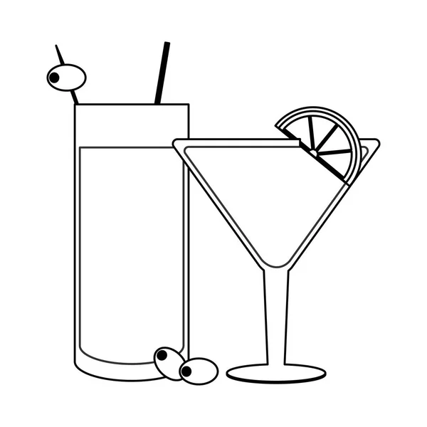 Коктейли и напитки в черно-белом цвете — стоковый вектор