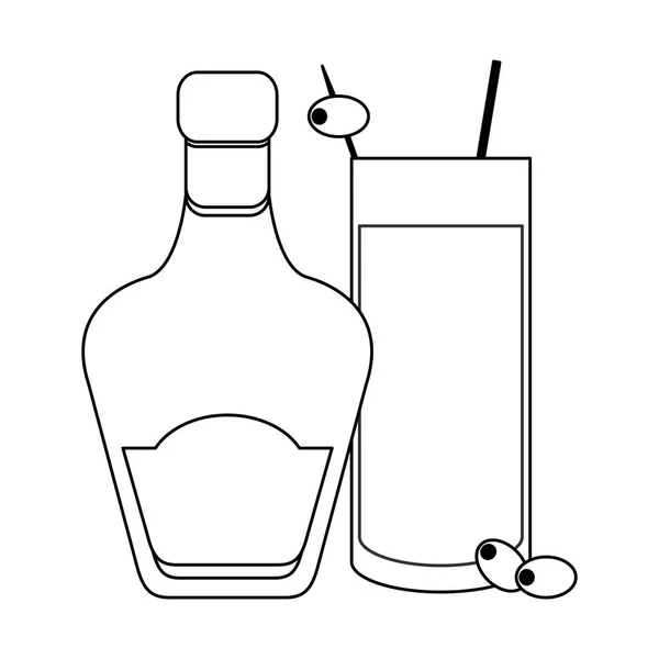 Cocktails und Getränke in schwarz-weiß — Stockvektor