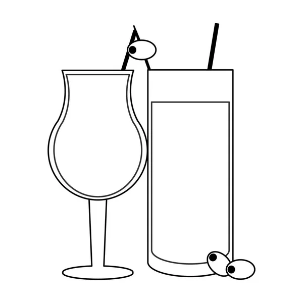 Coquetéis e bebidas em preto e branco —  Vetores de Stock