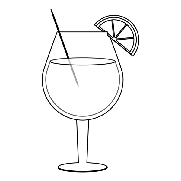 Cocktail drink cup in black and white - Stok Vektor
