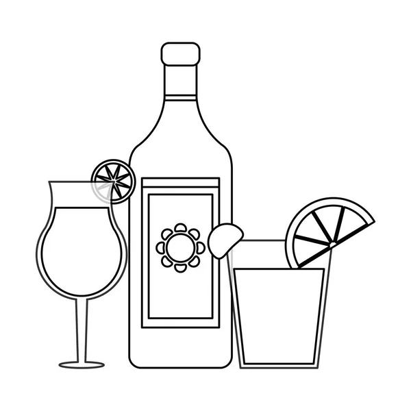 Tequila mexican drink in black and white — Stock Vector