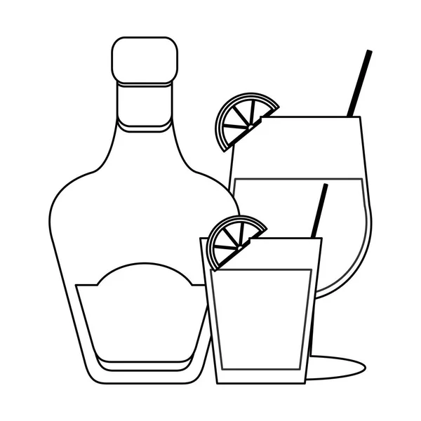 Коктейли и напитки в черно-белом цвете — стоковый вектор