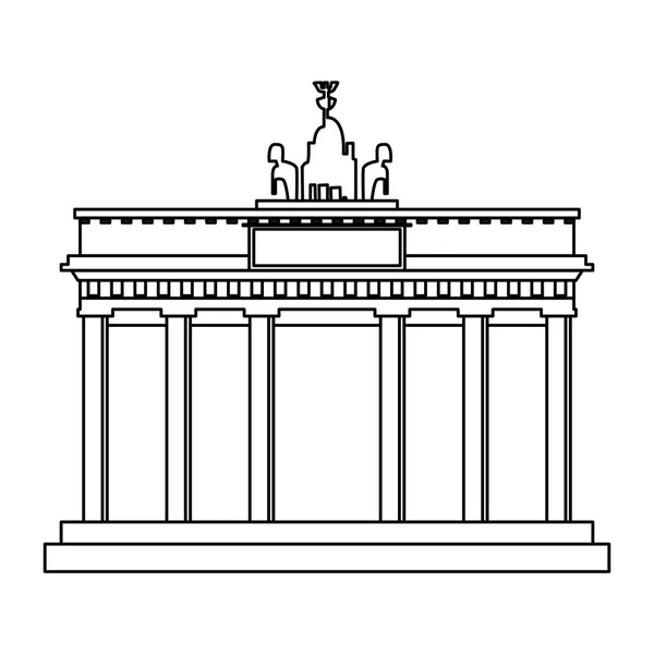Brandenburg Gate monument in black and white — Stock Vector