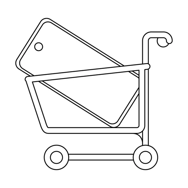 Símbolo de carrito en blanco y negro — Vector de stock