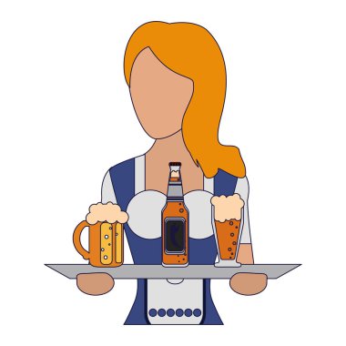 Çanak vektör çizim grafik tasarım bira ile Bavyera kadın oktoberfest avatar