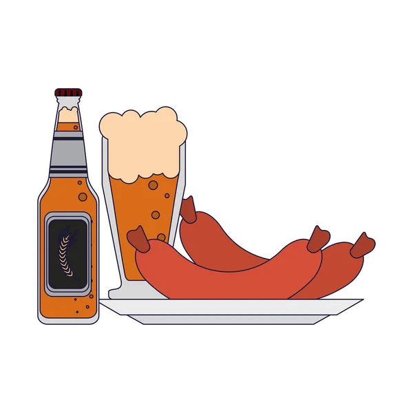 Пиво і ковбаса — стоковий вектор