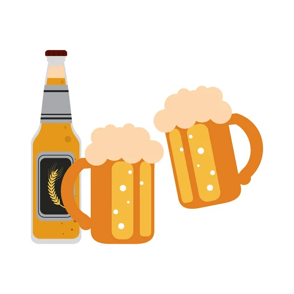 Butelka piwa i puchary — Wektor stockowy