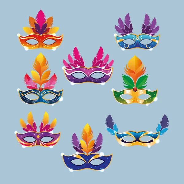 Máscaras de Mari gras — Vector de stock