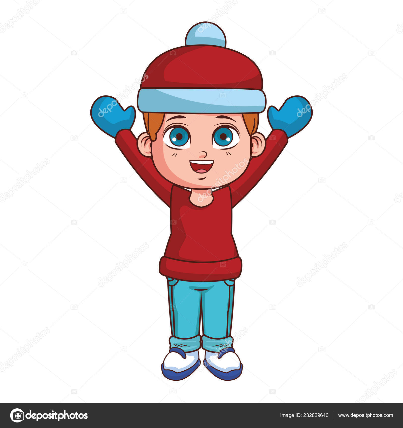 Boy with winter clothes cartoon Stock Vector by ©jemastock 232829646, image size:1600x1700