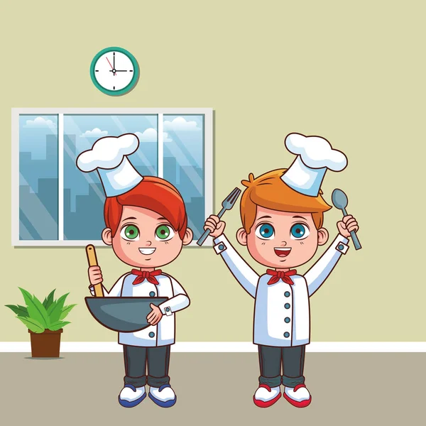 Szefowie kuchni dla dzieci kreskówki — Wektor stockowy