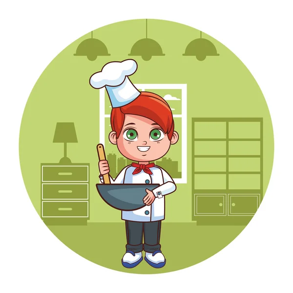 Szef kuchni chłopca kreskówki — Wektor stockowy