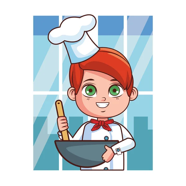 Chef menino desenhos animados — Vetor de Stock