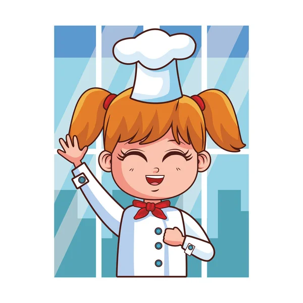 Koch Mädchen Karikatur — Stockvektor