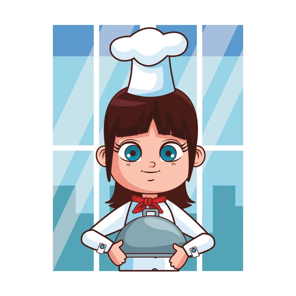 Koch Mädchen Karikatur — Stockvektor