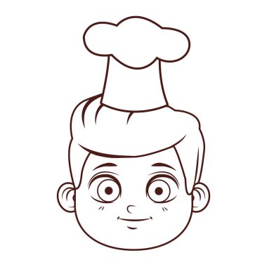 Şef çocuk gülümseyen yüzü kahverengi çizgiler