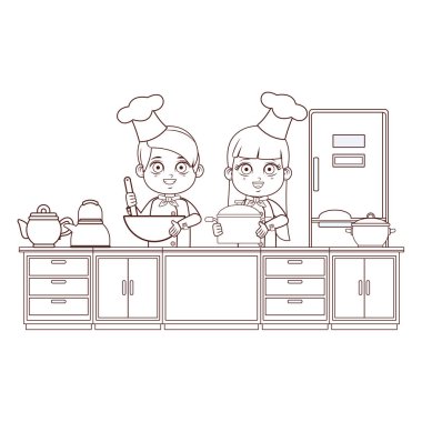 Şefler çocuklar kahverengi çizgileri çizgi film