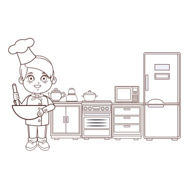 Şef çocuk çizgi film kahverengi çizgiler