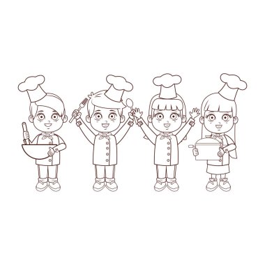 Şef karikatürler kahverengi çizgiler çocuklar