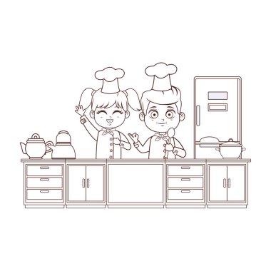 Şefler çocuklar kahverengi çizgileri çizgi film