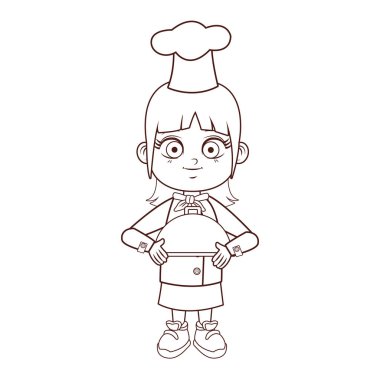 Şef kız çizgi film kahverengi çizgiler
